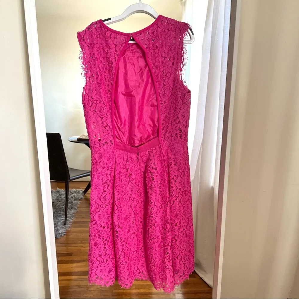 shoshanna lace mini dress fuxy pink open back size 4 CL - Picture 2 of 5